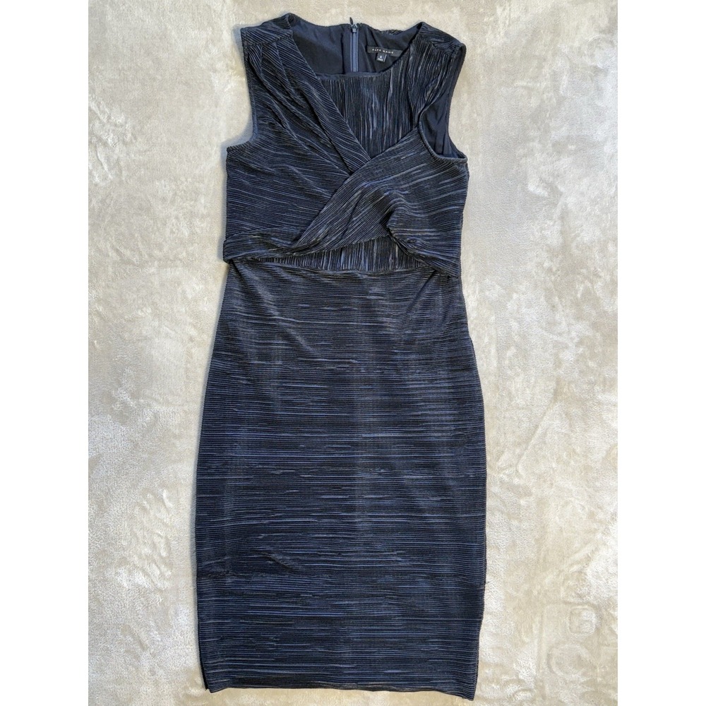 Alex Marie Women's Black Pleated Cross Top Dress 6 Business Casual Church Office